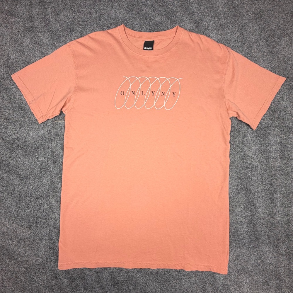 Only‎ NY Mens Graphic T-Shirt Peach Orange Cotton Made in USA Size M